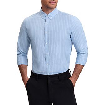 Men's Stripes Long Sleeved Button Down Business Dress Shirts