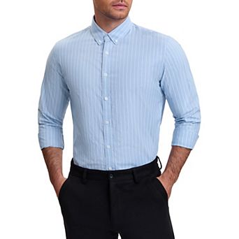 Men's Stripes Long Sleeved Button Down Business Dress Shirts