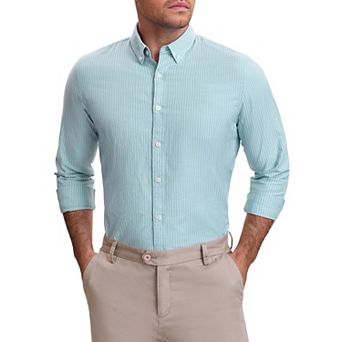 Men's Stripes Long Sleeved Button Down Business Dress Shirts