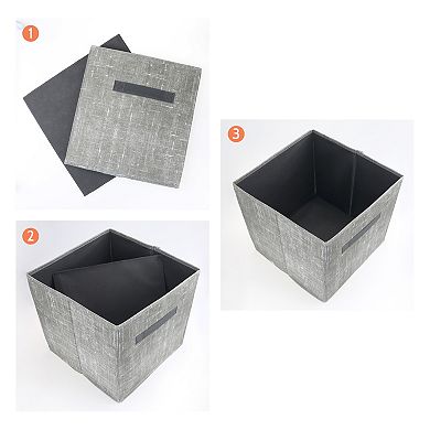 Storage Cube, 3 Pcs Fabric Storage Bin with Handle and with Base Plate, Collapsible Storage Basket