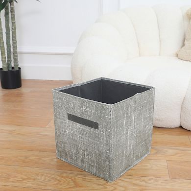 Storage Cube, 3 Pcs Fabric Storage Bin with Handle and with Base Plate, Collapsible Storage Basket