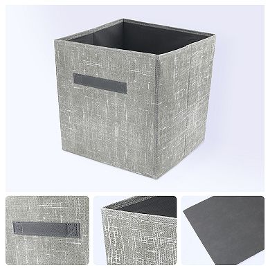 Storage Cube, 3 Pcs Fabric Storage Bin with Handle and with Base Plate, Collapsible Storage Basket