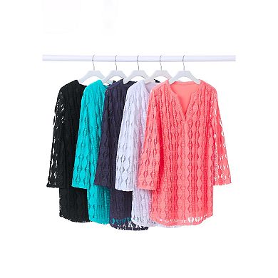 Catherines Women's Plus Size Textured Lace Knit Top