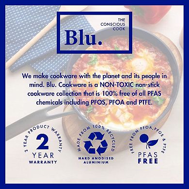 Blu. Cookware 11” Induction Frying Pan, Non-Toxic, Durable Non-Stick Ceramic