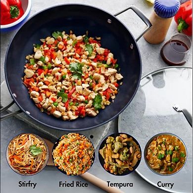 Blu. Cookware 12.6” Wok with Lid, Durable Non-Stick Stir Fry Pan, Non-Toxic