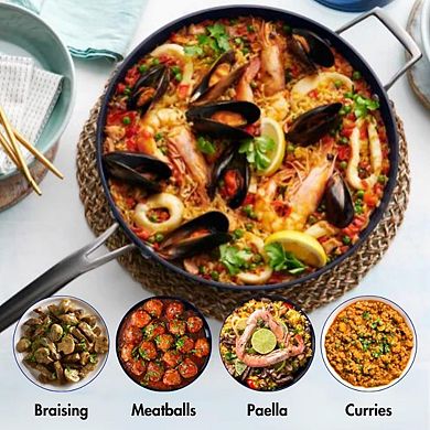 Blu. Cookware 12.6” Induction Frying Pan, Non-Toxic, Durable Non-Stick Ceramic