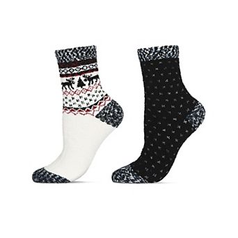 2 Pairs Women's Fairisle Border Cloud Soft Crew Socks