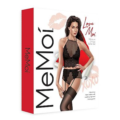2 Piece Women's Monique Fishnet Bralette and Garter Set