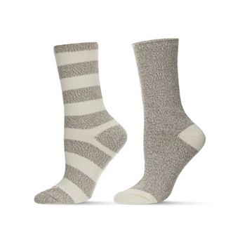 2 Pairs Women's Thick Stripe Buttersoft Crew Socks