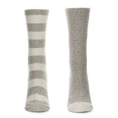 2 Pairs Women's Thick Stripe Buttersoft Crew Socks