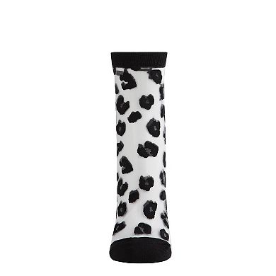 Women's Leopard Mono Fine Net Semi-sheer Anklet Sock