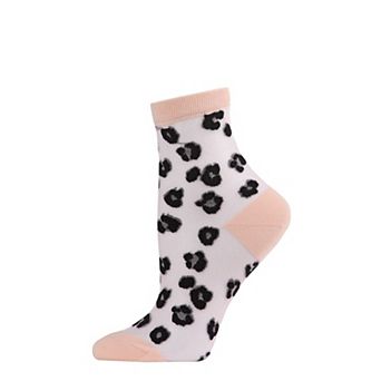 Women's Leopard Mono Fine Net Semi-sheer Anklet Sock