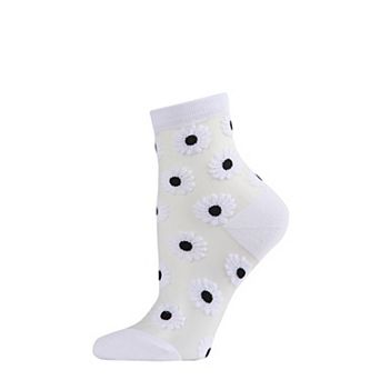 Women's Daisy Mono Fine Net Semi-sheer Anklet Sock