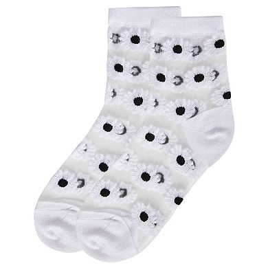 Women's Daisy Mono Fine Net Semi-sheer Anklet Sock
