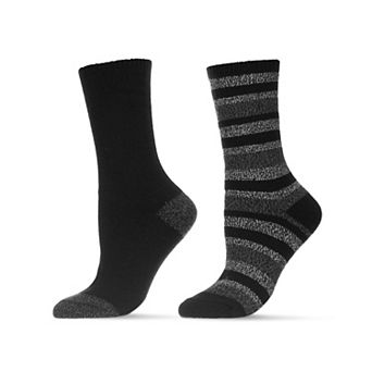 2 Pairs Women's Multi Stripes Buttersoft Crew Socks