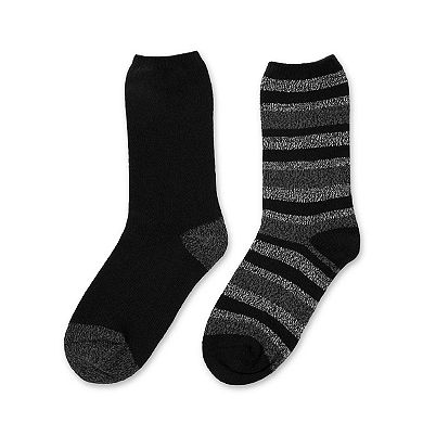 2 Pairs Women's Multi Stripes Buttersoft Crew Socks