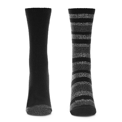 2 Pairs Women's Multi Stripes Buttersoft Crew Socks