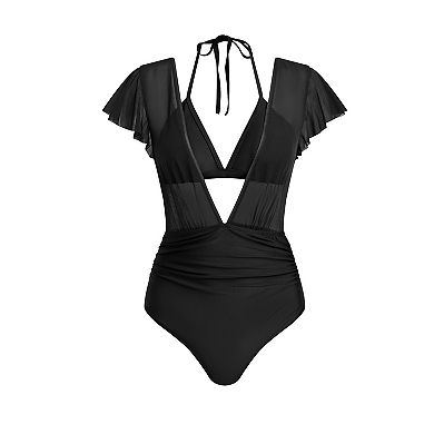 Women's Cupshe 2-Piece Two-Way Mesh Swim Bikini Top & High-Rise Swim Bottoms Set
