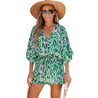 Women'sCupshe Lace Up Leopard Print Romper