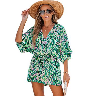 Women'sCupshe Lace Up Leopard Print Romper