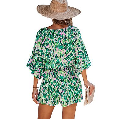 Women'sCupshe Lace Up Leopard Print Romper