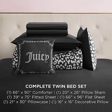 Juicy Couture Modern Leopard Satin Bedding Bed in a Bag