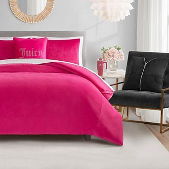 Juicy Couture Solid Velour Comforter Set with Decorative Pillows
