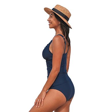 Women's Cupshe V-Neck Mesh Scalloped 2-pc. Tankini Set