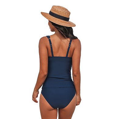 Women's Cupshe V-Neck Mesh Scalloped 2-pc. Tankini Set