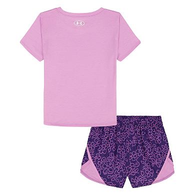 Baby & Toddler Girl Under Armour Short Sleeve Top & Printed Woven Short Set