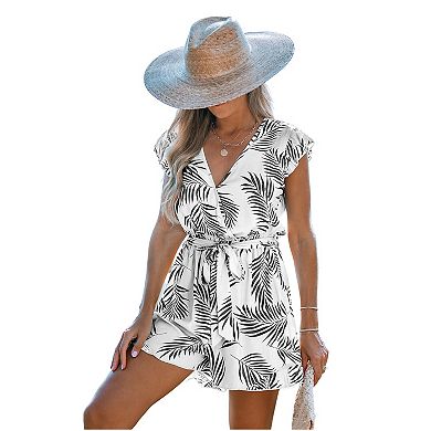 Women's Cupshe Tropical Flutter Sleeve Cover-Up Romper