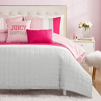 Juicy Couture Color Blocked Pieced Comforter Set with Shams & Coordinating Throw Pillows