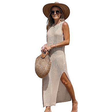 Women's Cupshe Open Knit Split Hem Maxi Cover-Up Dress