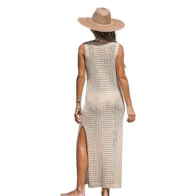 Women's Cupshe Open Knit Split Hem Maxi Cover-Up Dress