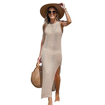 Women's Cupshe Open Knit Split Hem Maxi Cover-Up Dress