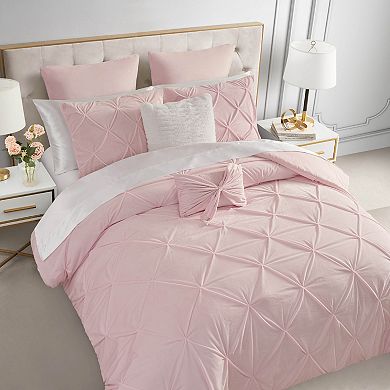 Juicy Couture Kiss Pleat Micromink Comforter Set with Decorative Pillows