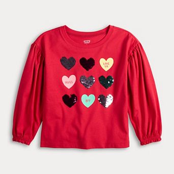 Girls 4-12 Jumping Beans® Ruffle Cuff Long Sleeve Heart Graphic Tee