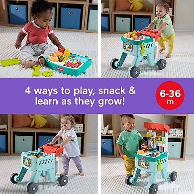 Fisher-Price Laugh & Learn 4-in-1 Snack Cart Walker Learning Toy with 14 Play Pieces