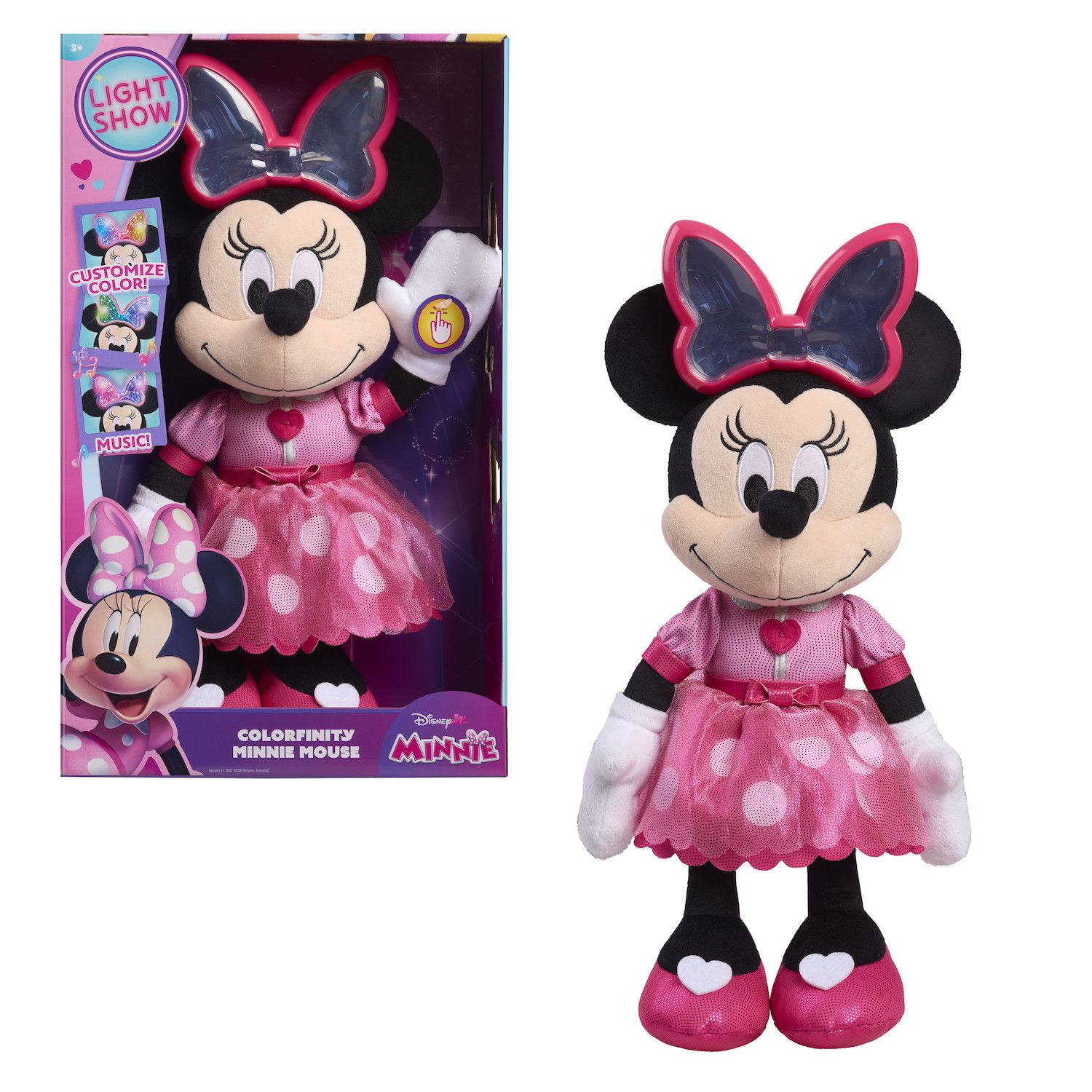 Детская мягкая игрушка Disney's Colorfinity Minnie Mouse Light Show Plush Toy