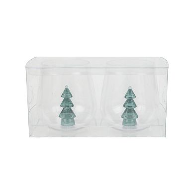 St. Nicholas Square® Tree Fig Stemless Wine Glasses Set of 2