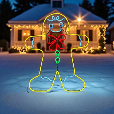 Crosslight 30-Inch Gingerbread Man Neon Outdoor Decor