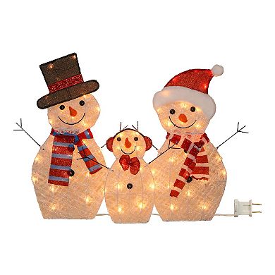 Crosslight Wireframe Snowmen Family Outdoor Decor 3-pk.