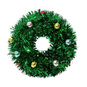 Crosslight Tinsel Wreath with Colorful Ornaments
