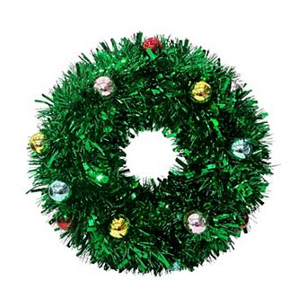 Crosslight Tinsel Wreath with Colorful Ornaments
