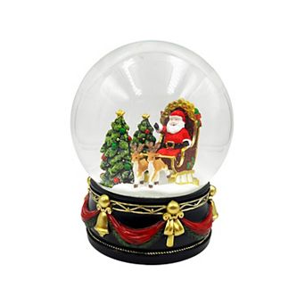 Crosslight Santa Snow Globe with Christmas Tree & Reindeer Table Decor