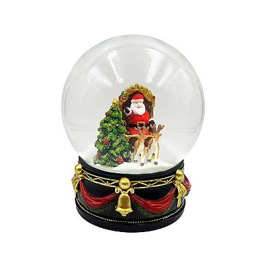 Crosslight Santa Snow Globe with Christmas Tree & Reindeer Table Decor
