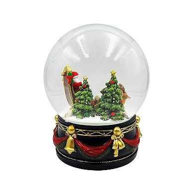 Crosslight Santa Snow Globe with Christmas Tree & Reindeer Table Decor