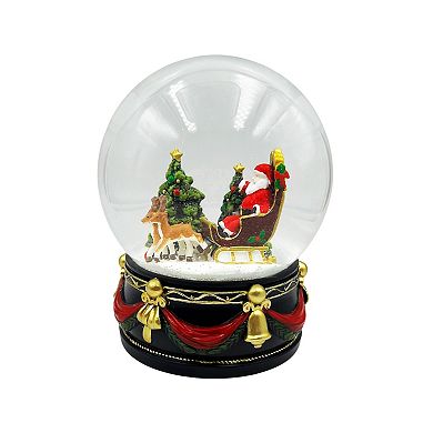 Crosslight Santa Snow Globe with Christmas Tree & Reindeer Table Decor