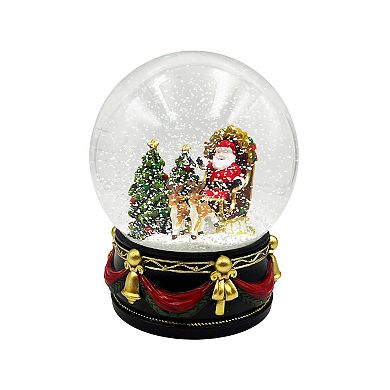 Crosslight Santa Snow Globe with Christmas Tree & Reindeer Table Decor