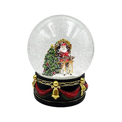 Crosslight Santa Snow Globe with Christmas Tree & Reindeer Table Decor